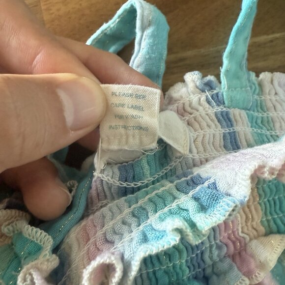 PEEK Girls Toddler Rainbow Striped Blouse Top Size 2T Boho Beachy Resort Cotton - Picture 6 of 7